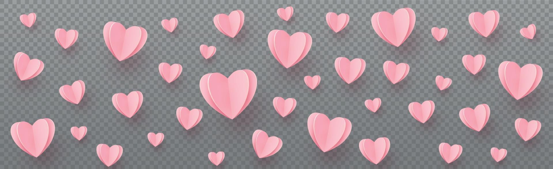 Gently pink-red hearts on a gray checkered background vector