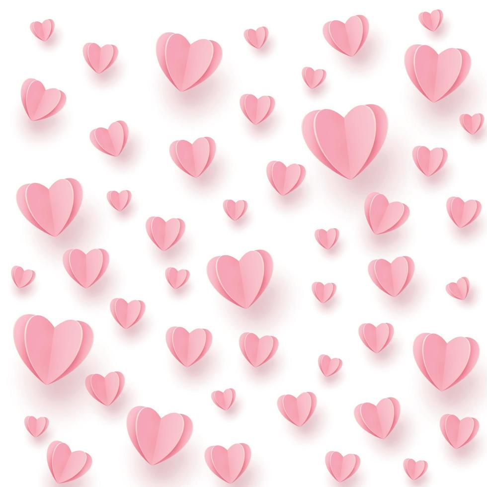 Gentle pink-red hearts on a white background vector