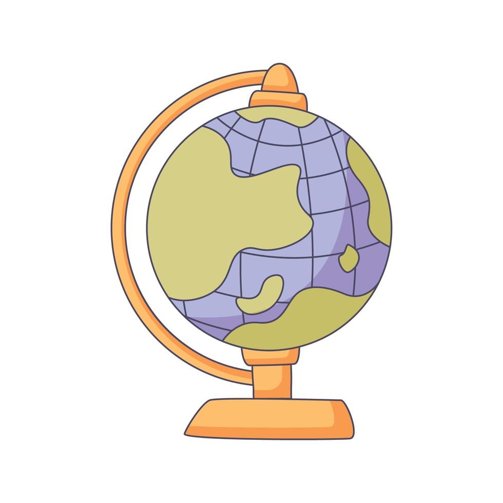 globe cartoon doodle hand drawn concept vector kawaii illustration