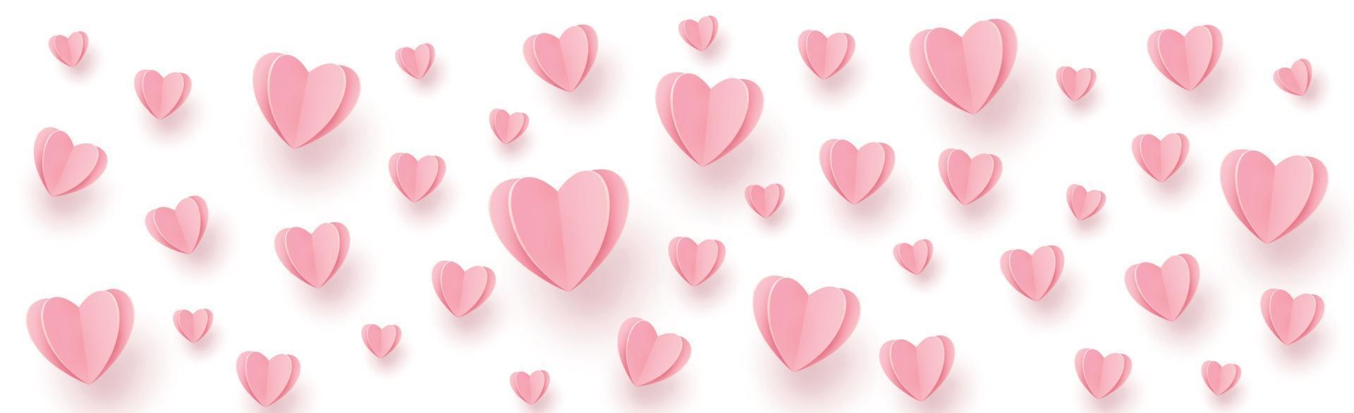 Gentle pink-red hearts on a white background vector