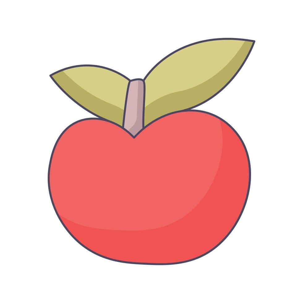 manzana, caricatura, garabato, mano, dibujado, concepto, vector, kawaii, ilustración vector