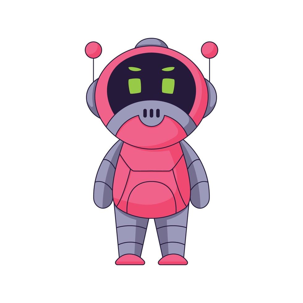 cute robot cartoon doodle hand drawn concept design vector art kawaii illustration