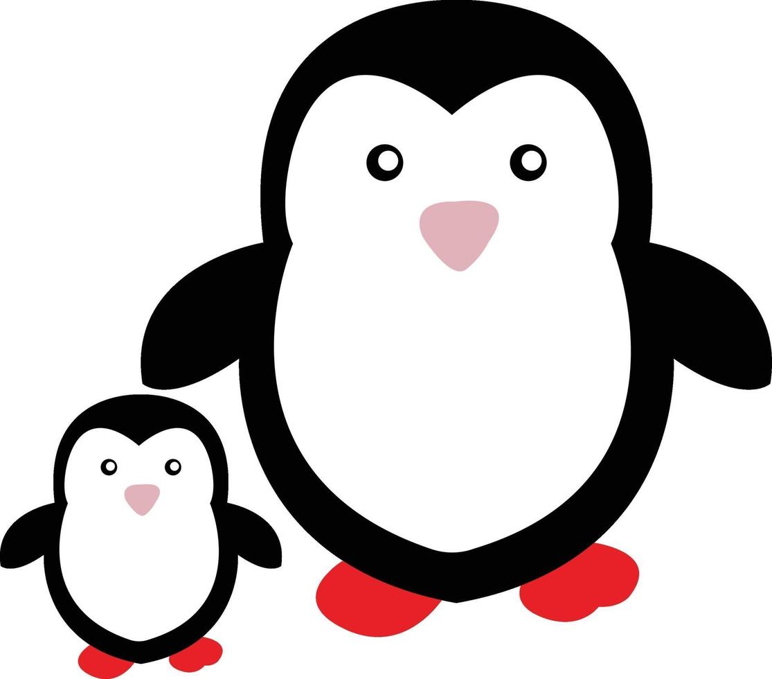 dos lindos pingüinos vector