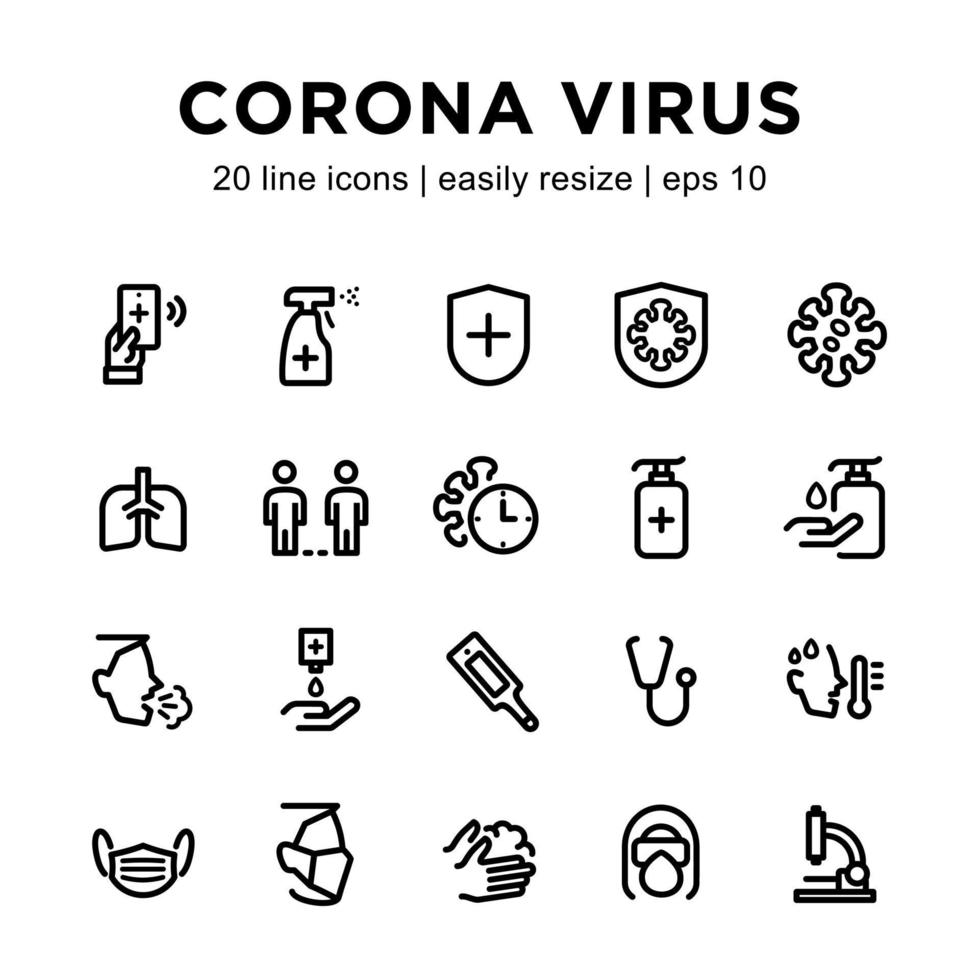 conjunto de iconos de virus corona vector