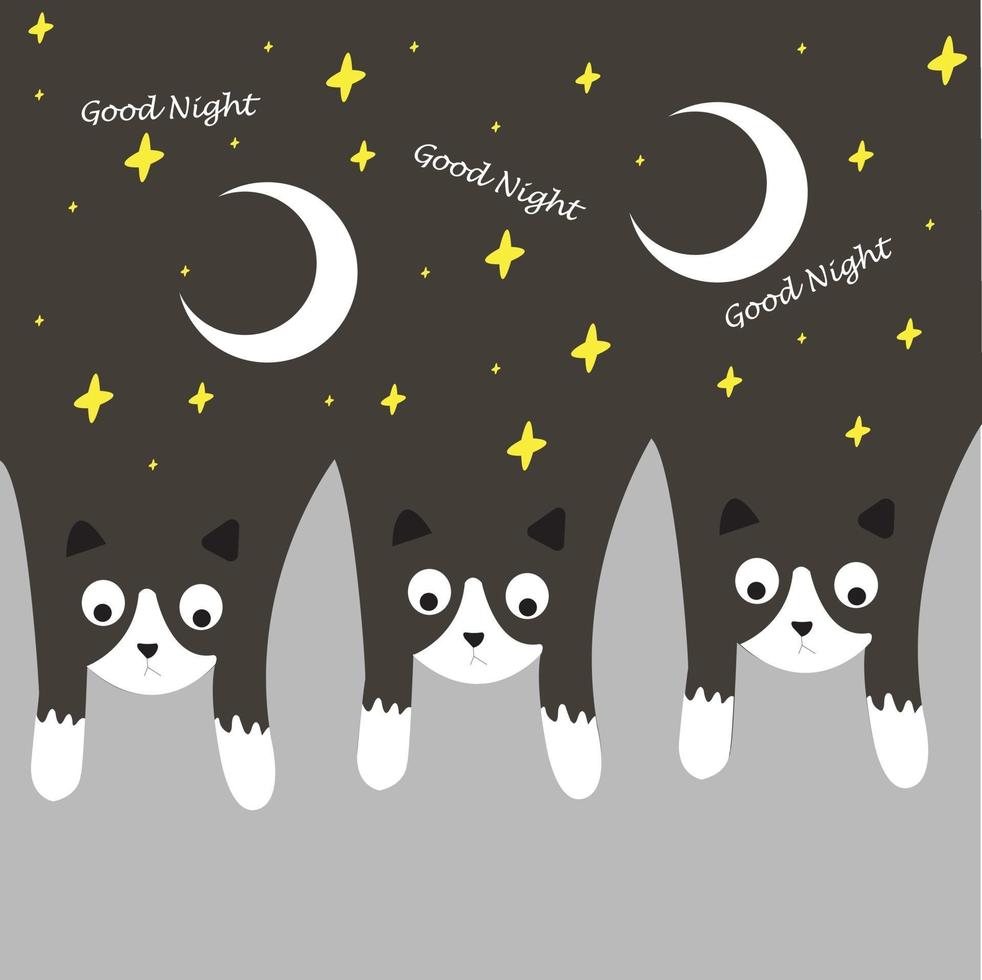 diseño de buenas noches de gatos vector