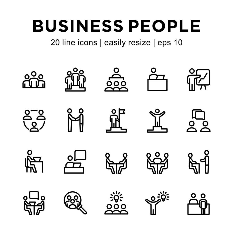 Business people line icon set vector