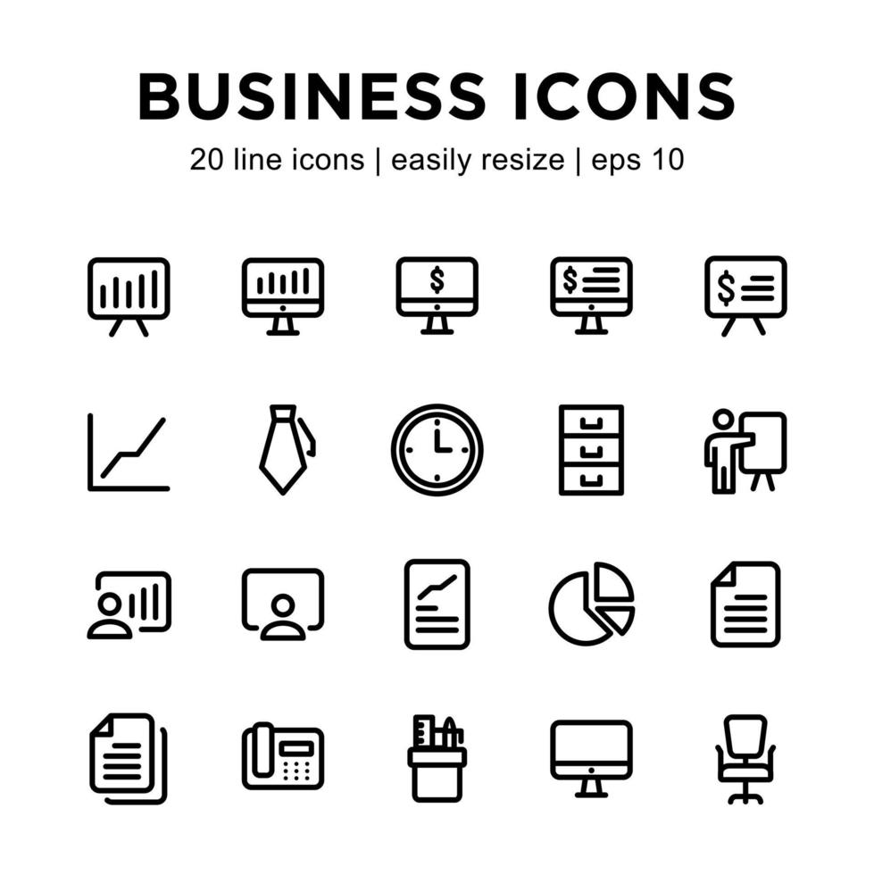 Business line icon set vector