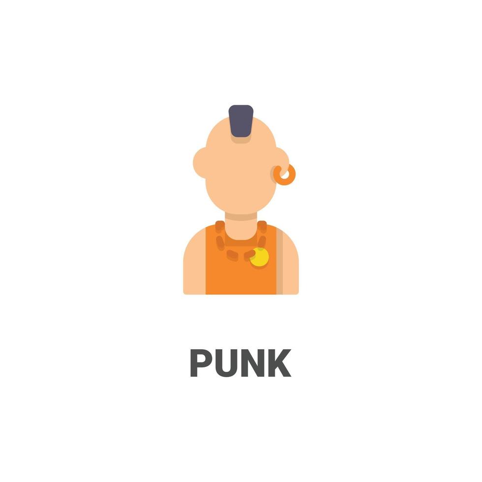icono de vector avatar punk de colección avatar. Ilustración de estilo plano, perfecta para su sitio web, aplicación, proyecto de impresión, etc.