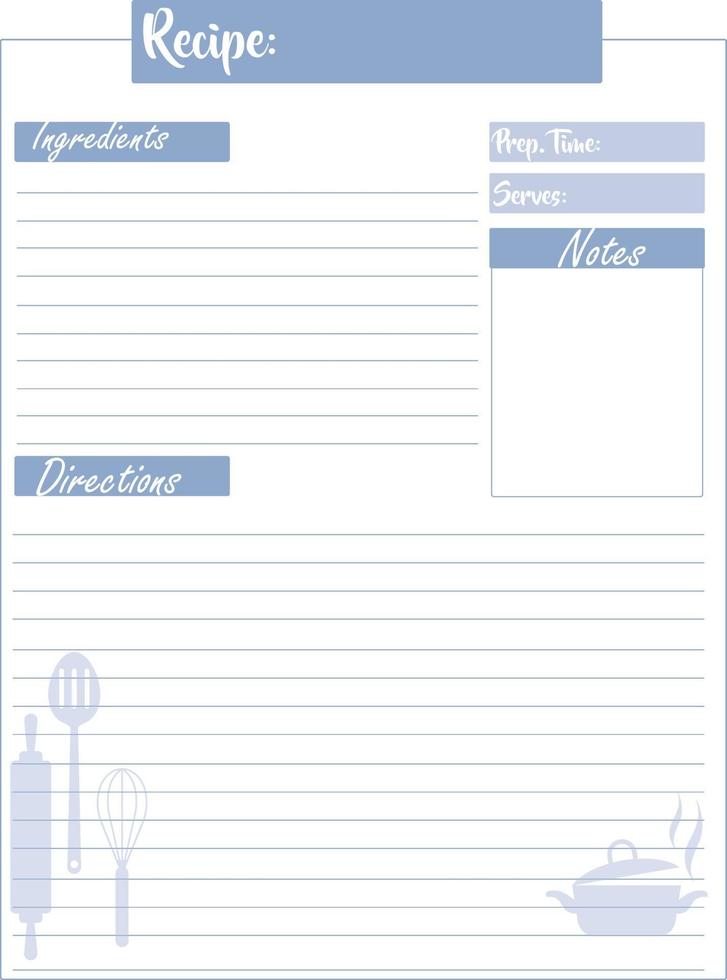 Blank Recipe Page vector