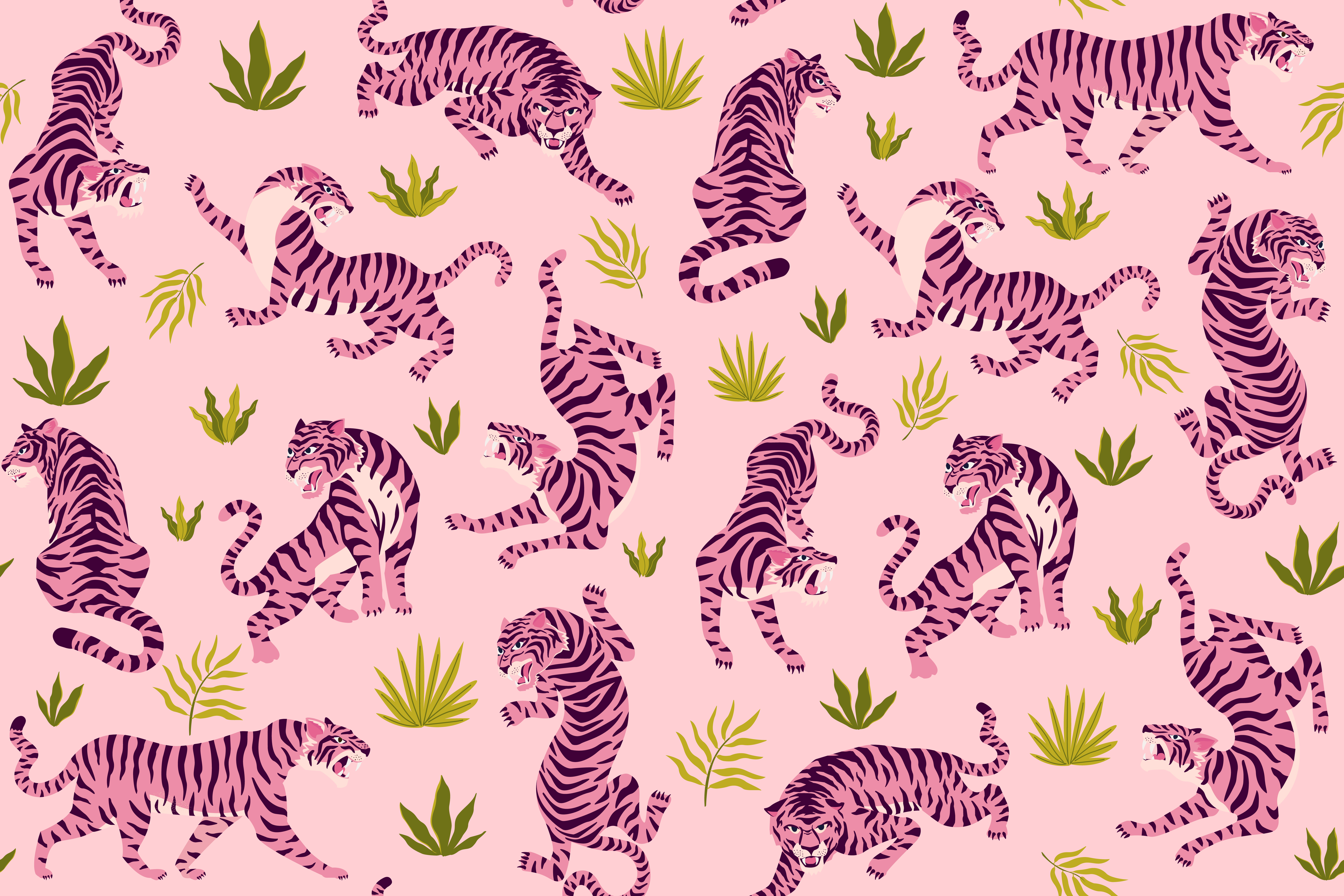 Premium Vector  Tiger leopard texture seamless animal pattern striped  fabric background wild animals skin fur fashion pink abstract design print  for wallpaper decor vector illustration