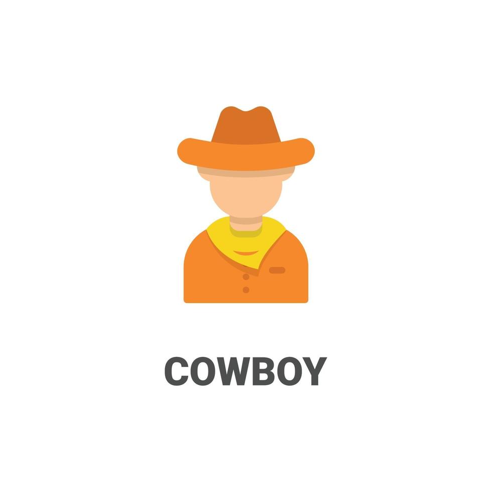 icono de vector de avatar vaquero de colección avatar. Ilustración de estilo plano, perfecta para su sitio web, aplicación, proyecto de impresión, etc.