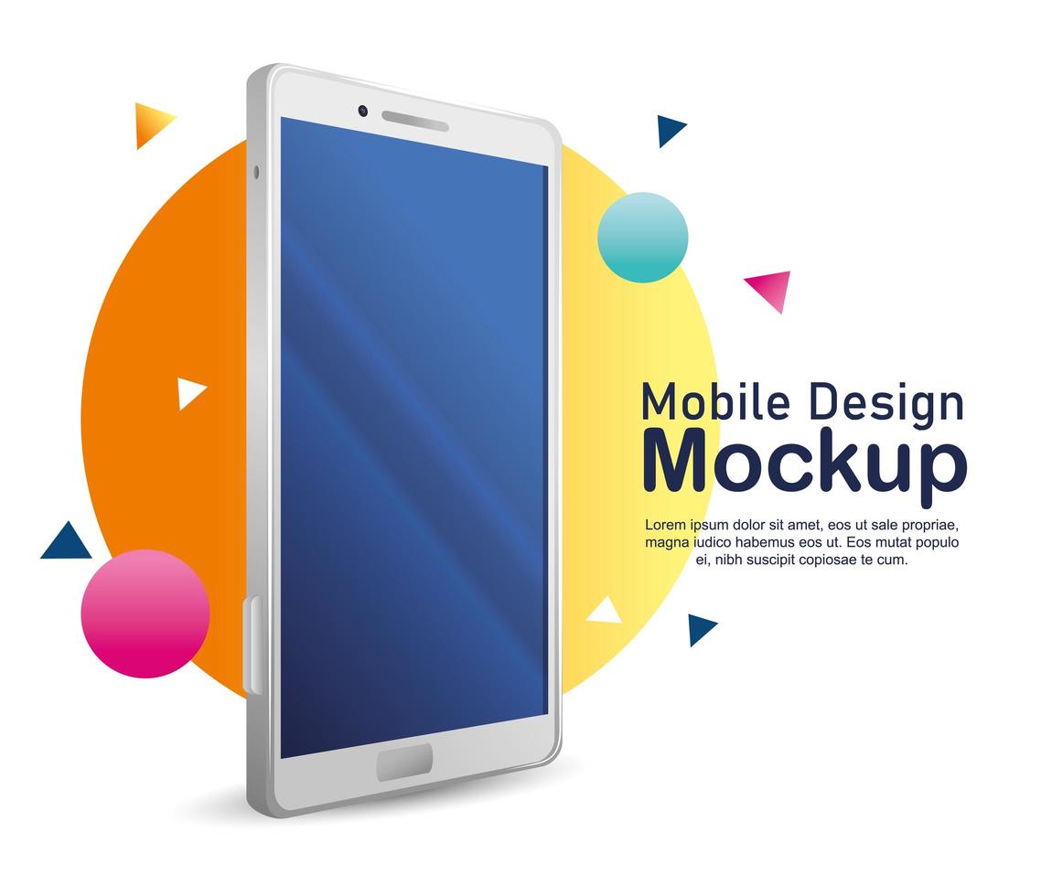 Mobile phone design mockup with realistic smartphone poster vector