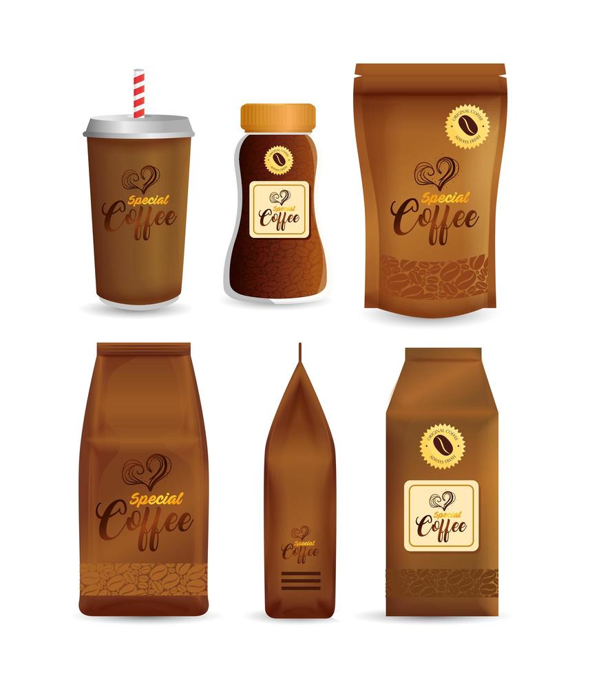 Coffee mockup set for package design vector