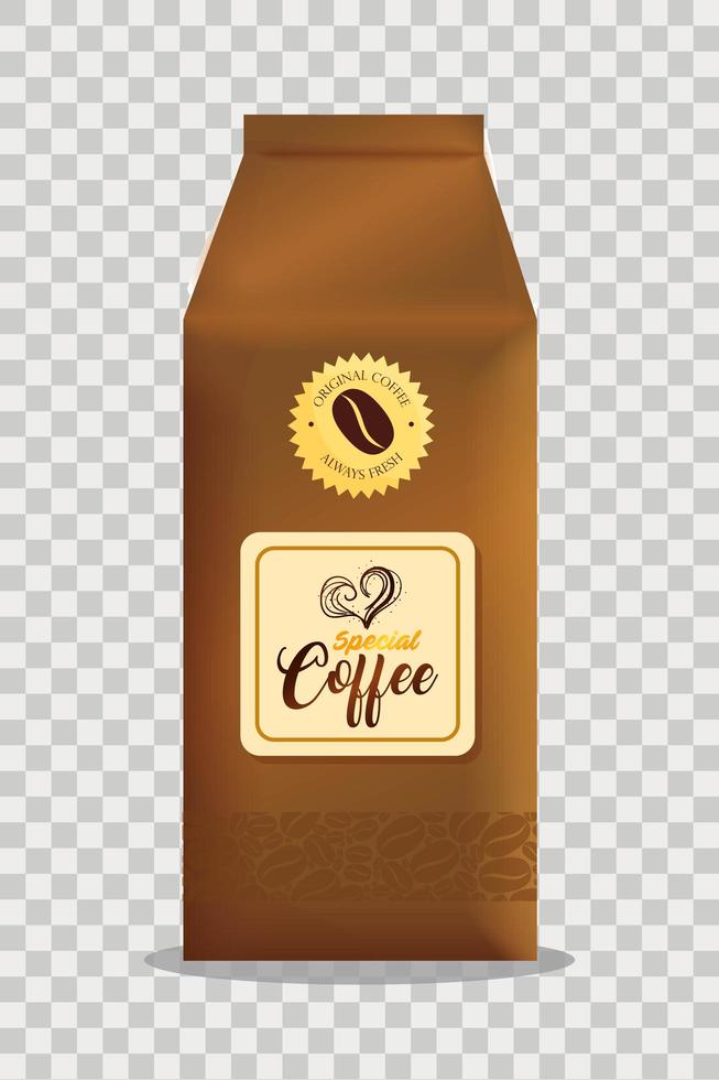 Coffee paper bag package design vector