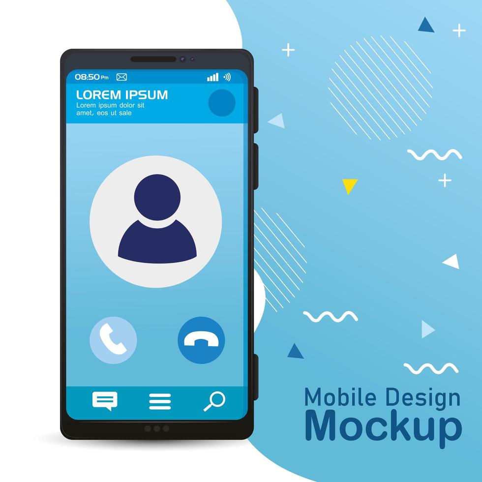 Mobile phone design mockup with realistic smartphone poster vector