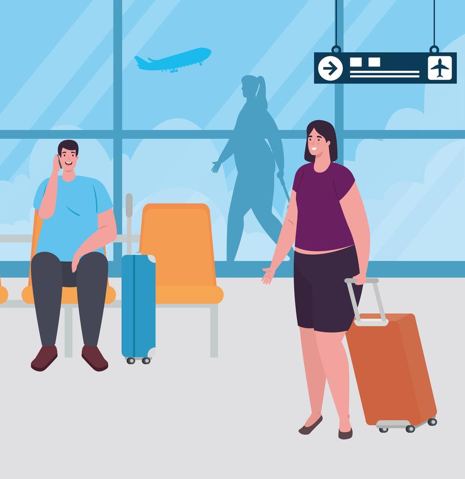 People at the airport terminal vector