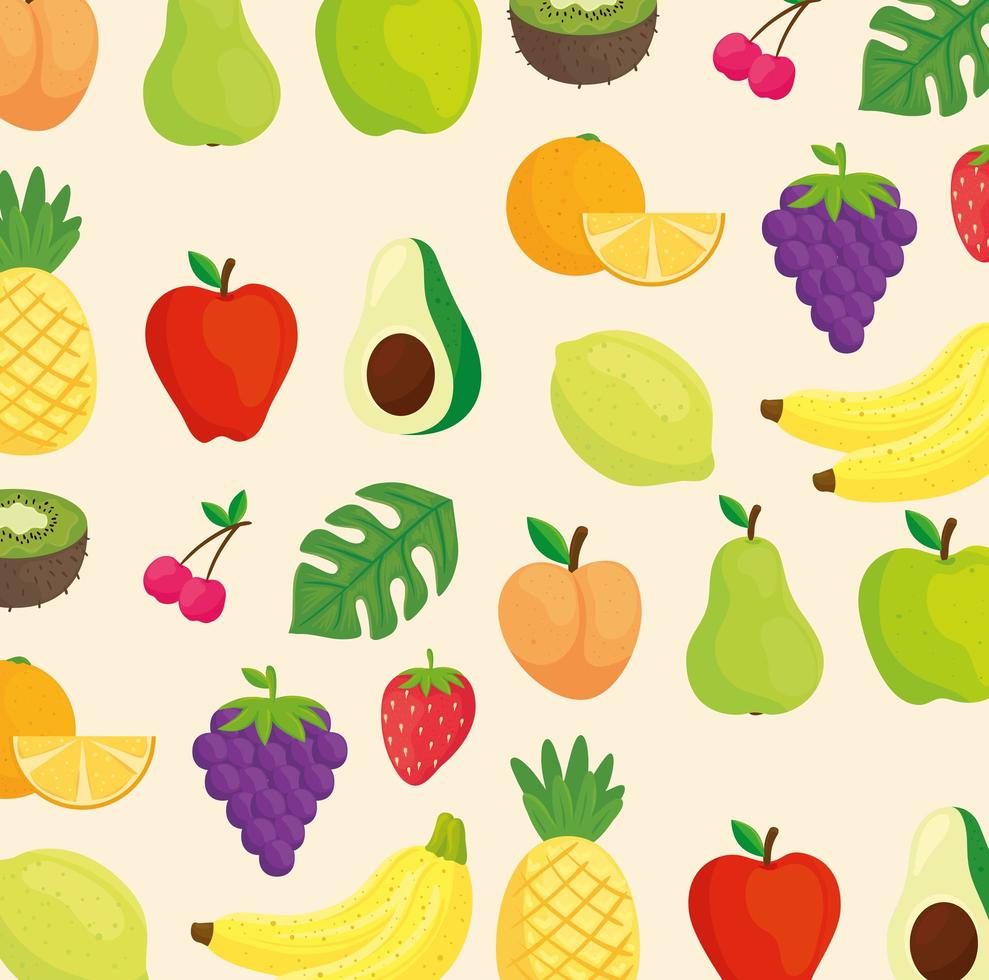 Tropical fruit pattern background vector