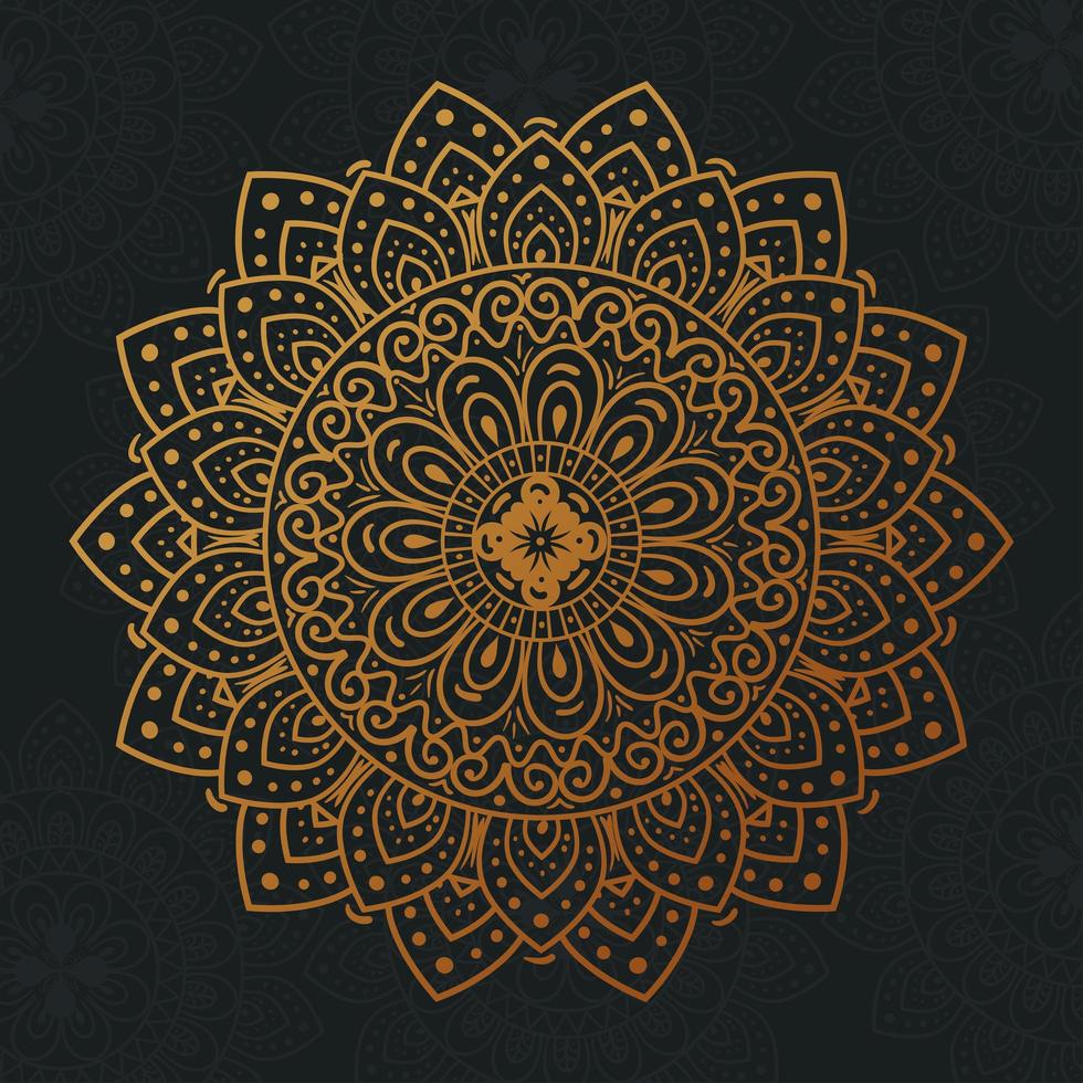 mandala floral dorado, decoración ornamental vector