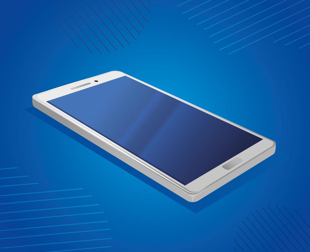 realistic smartphone mockup on blue background vector