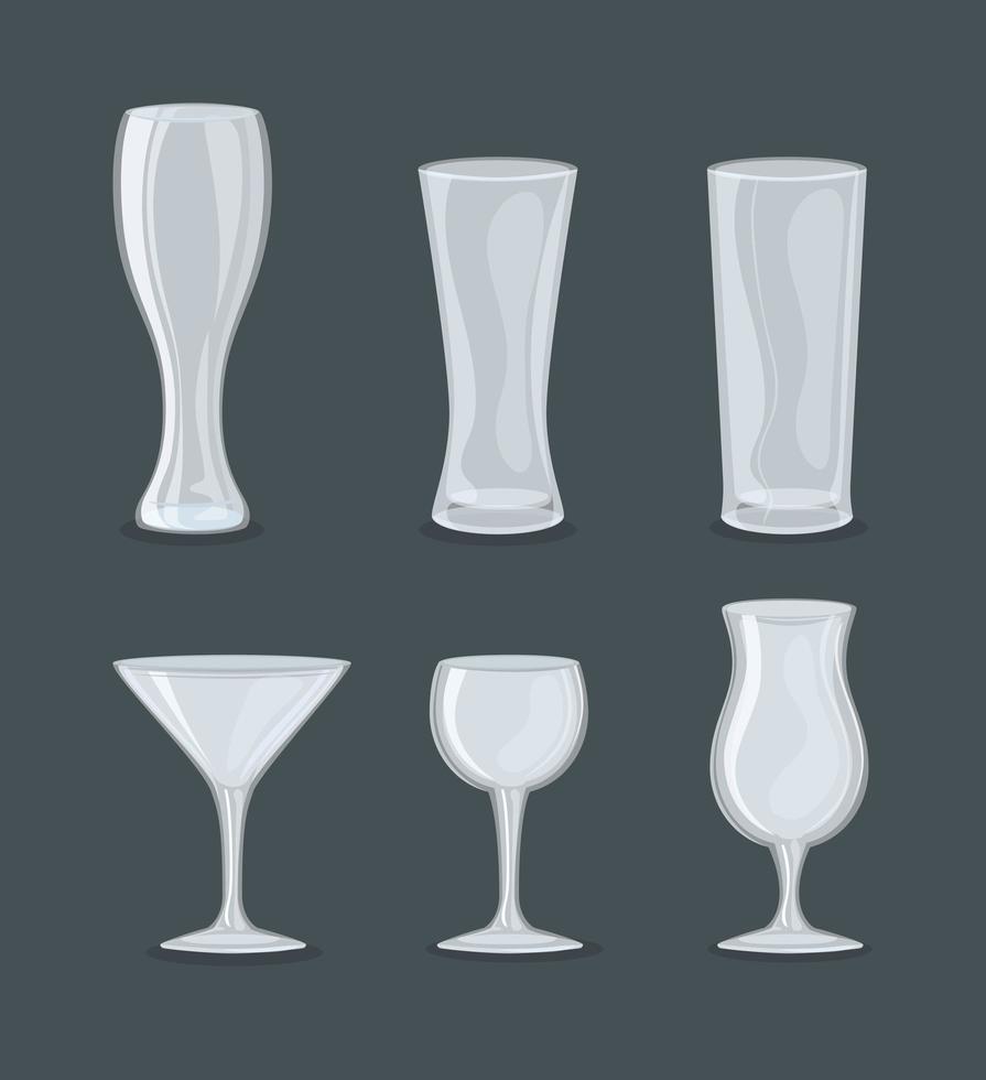 Transparent glass and cup mockup set vector