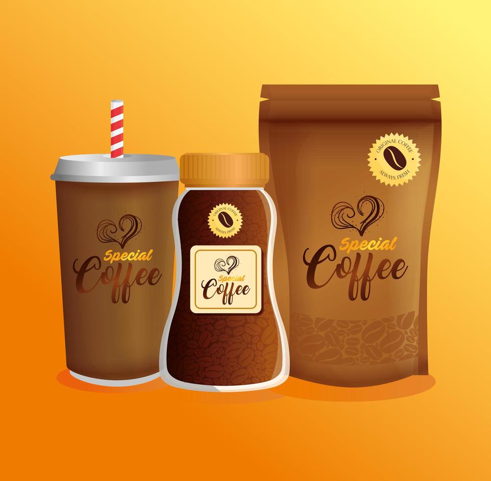 Coffee mockup set for package design vector