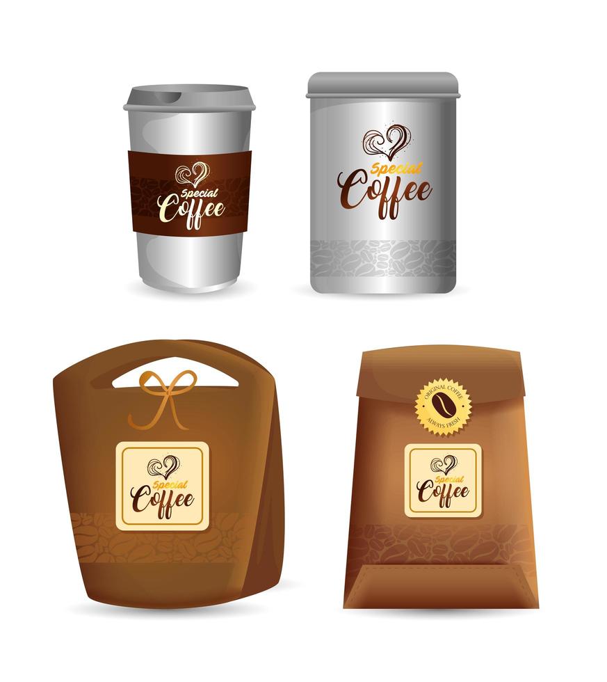 Coffee package mockup design vector