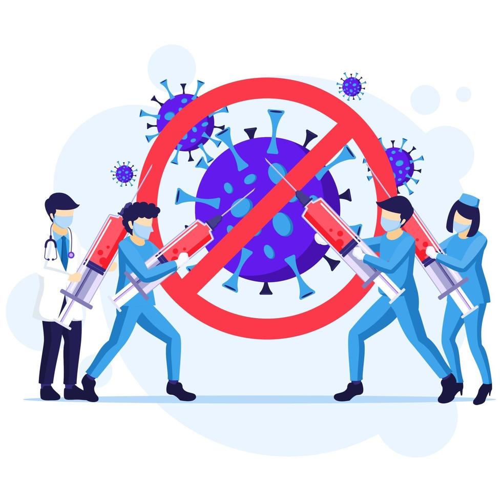 People fighting the Virus Concept vector