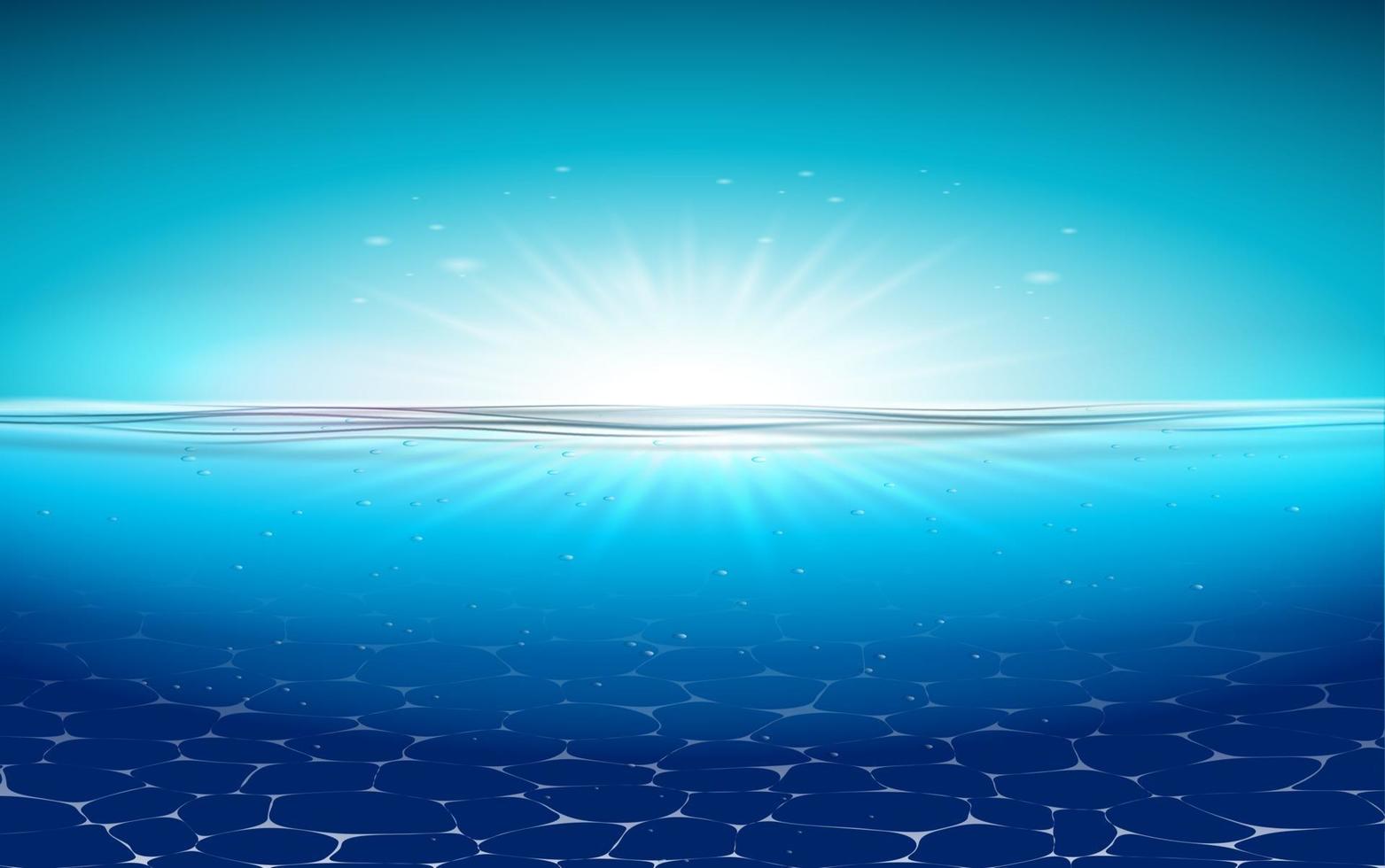 Realistic blue underwater. 3D illustration. vector