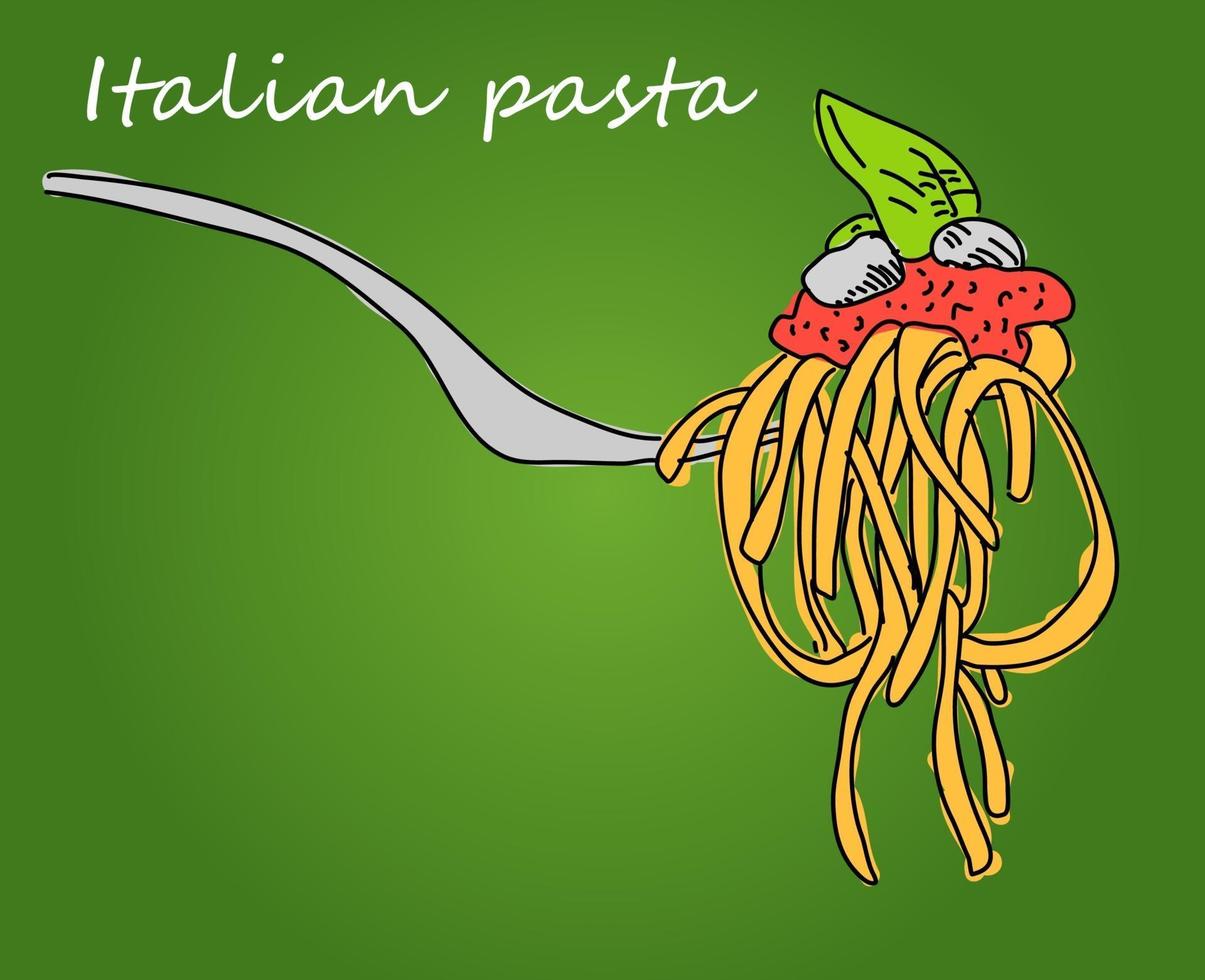 espaguetis italianos. diseño de menú de comida. vector