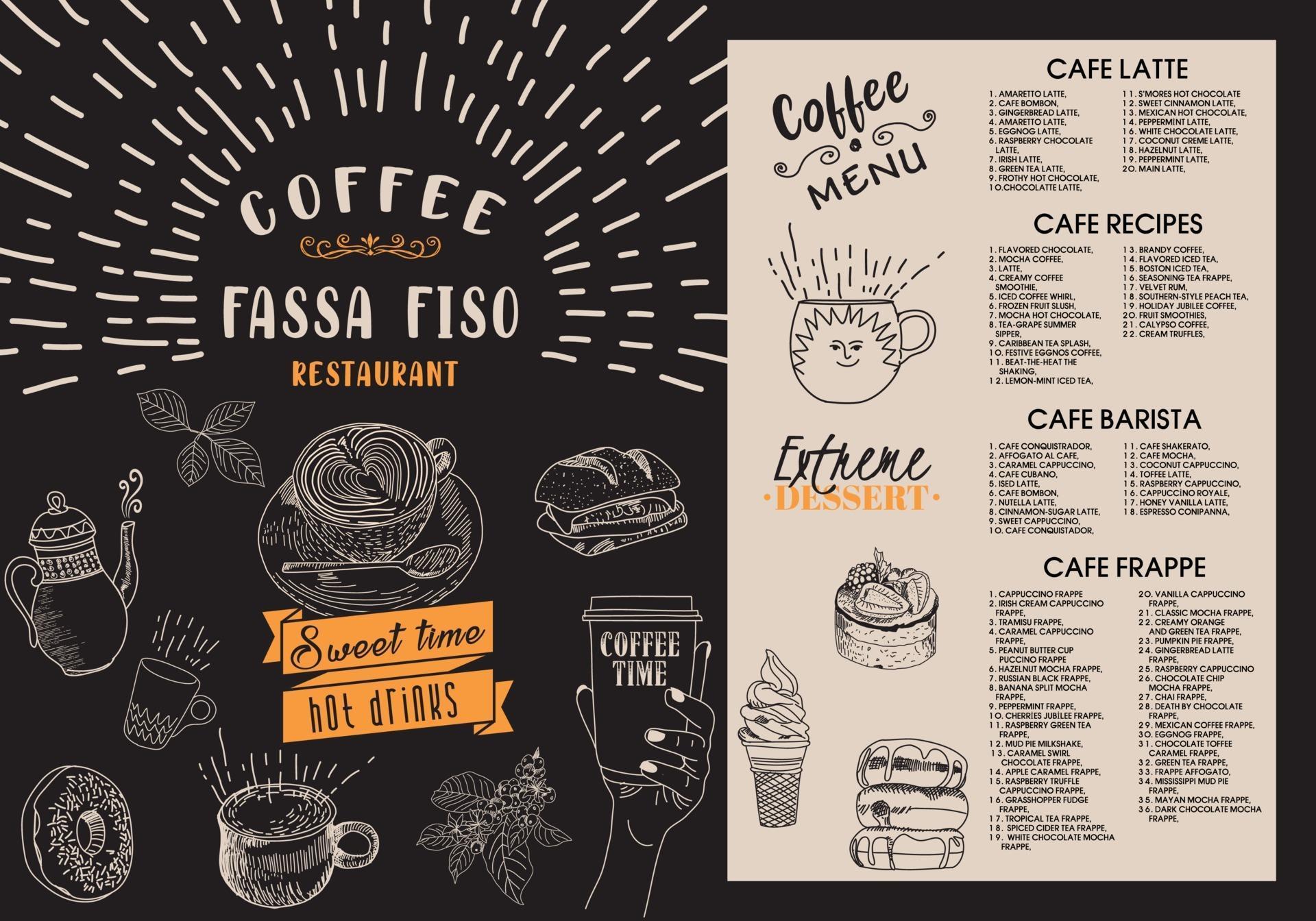 Coffee house menu. Restaurant cafe menu. 2037221 Vector Art at Vecteezy