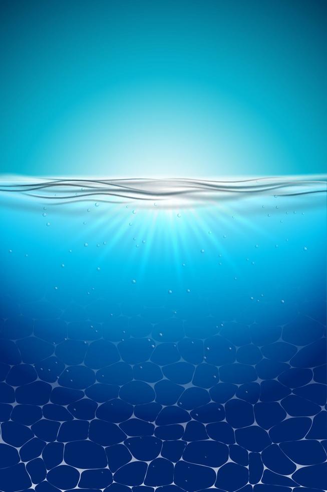 Realistic blue underwater. 3D illustration. vector