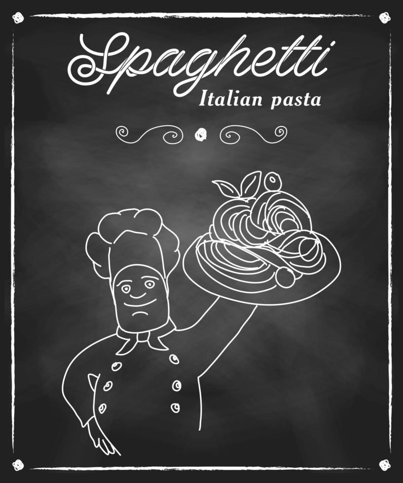espaguetis italianos. diseño de menú de comida. vector