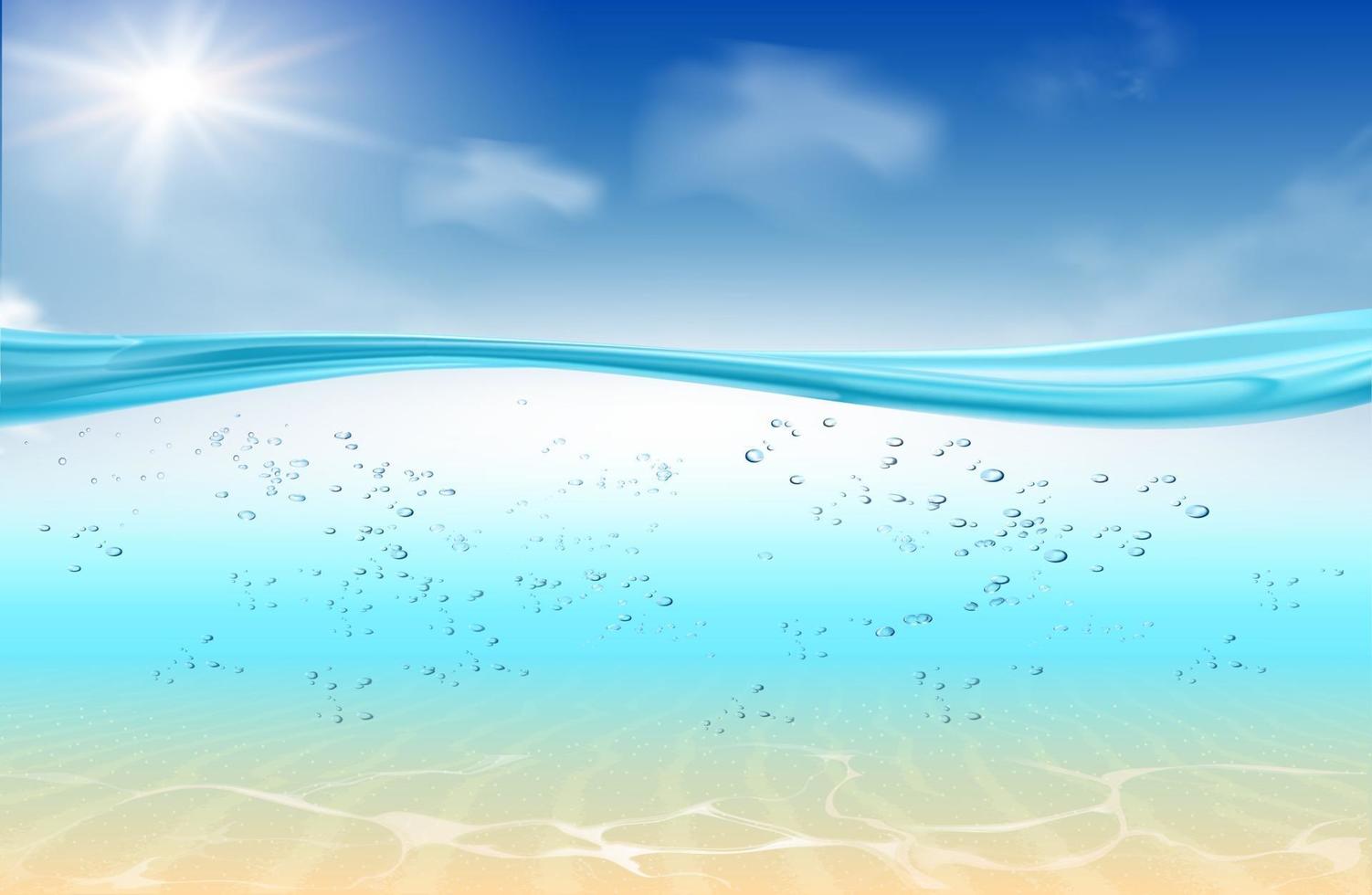 Realistic blue underwater. 3D illustration. vector
