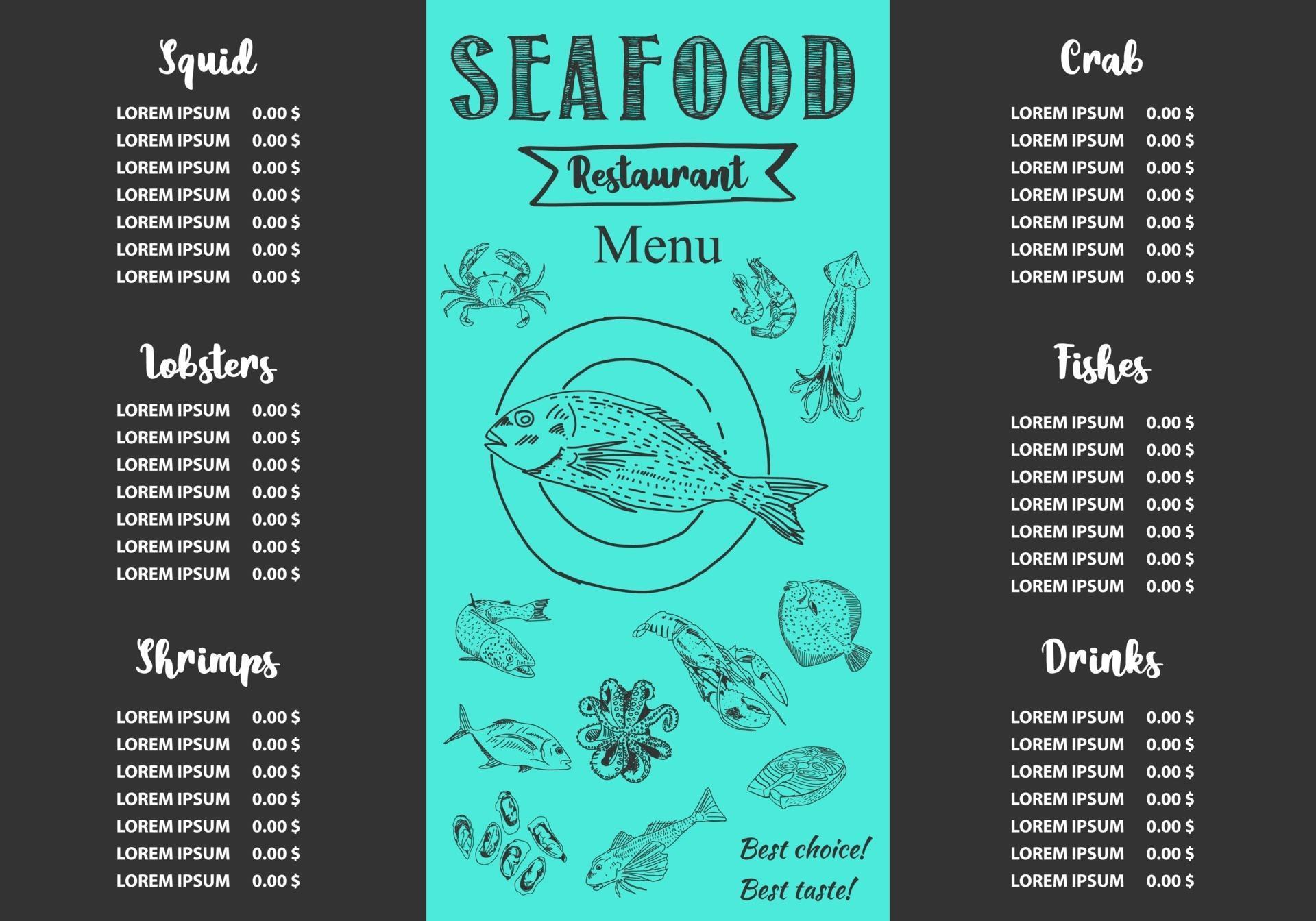 seafood restaurant menu template. Vector. 2037261 Vector Art at Vecteezy seafood restaurant menu template. Vector. 2037261 Vector Art at Vecteezy