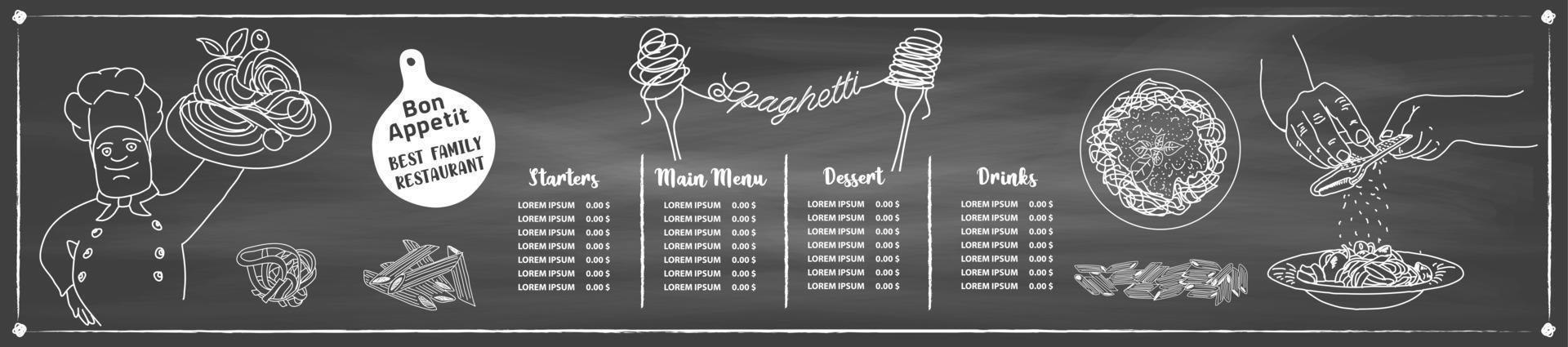 italian spaghetti. Food menu design. vector