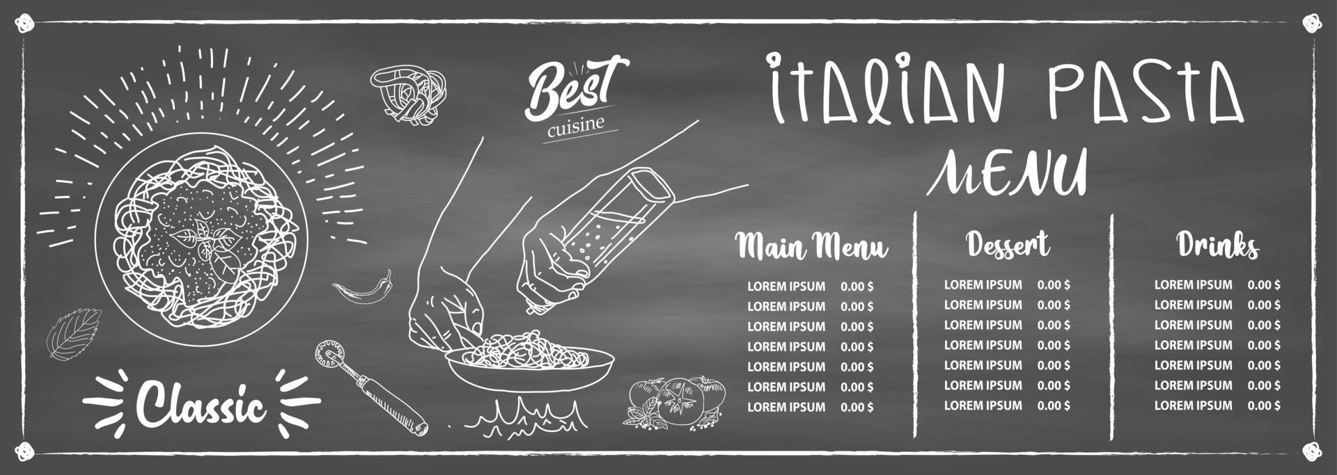 italian spaghetti. Food menu design. vector