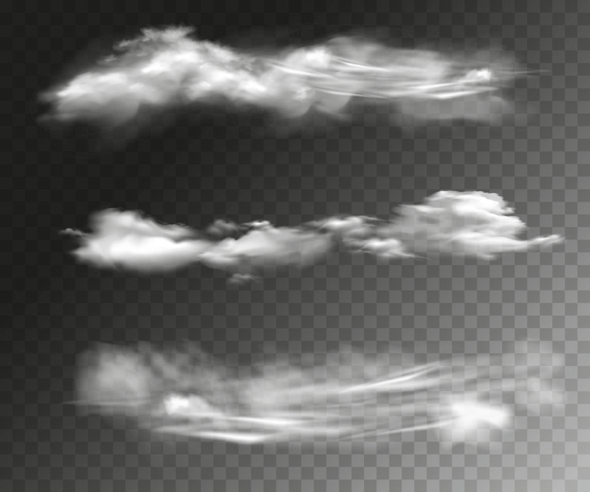 conjunto de nubes realistas. ilustración vectorial. vector