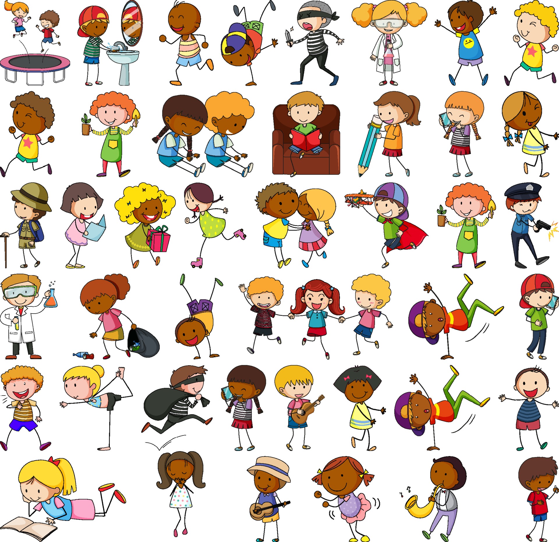 Set of different doodle kids cartoon character 2037351 Vector Art at Vecteezy Set of different doodle kids cartoon character 2037351 Vector Art at Vecteezy