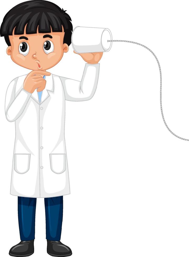 A boy cartoon character wearing laboratory coat vector
