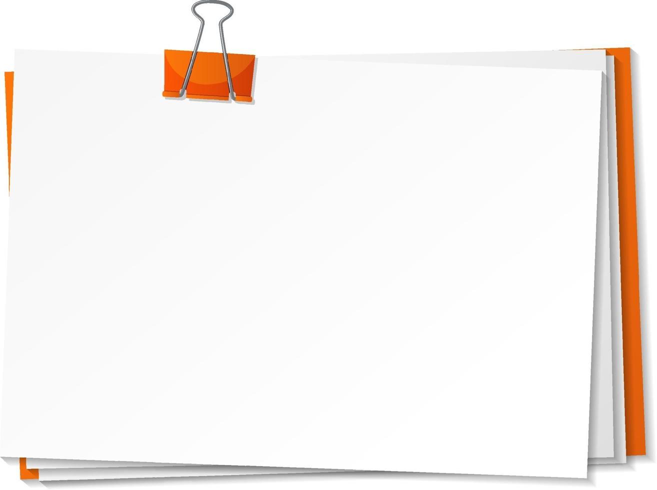 Blank papers and binder clip template vector