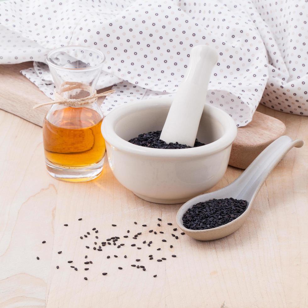 Black sesame seed oil photo