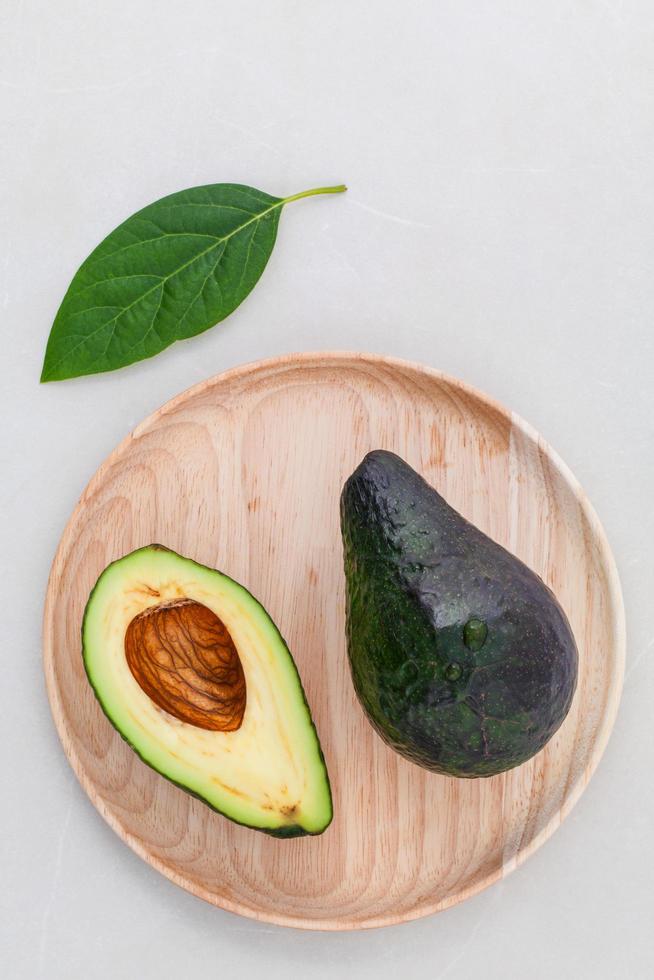 Top view of avocado on a plate photo