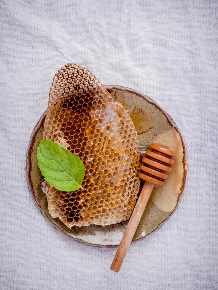 Honeycomb on a ceramic plate photo