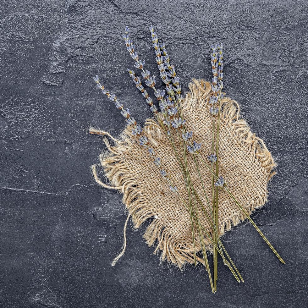 Dried lavender on cloth photo