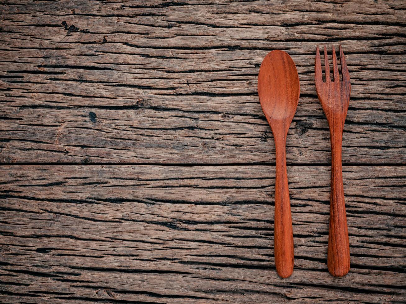 Wood spoon and fork photo