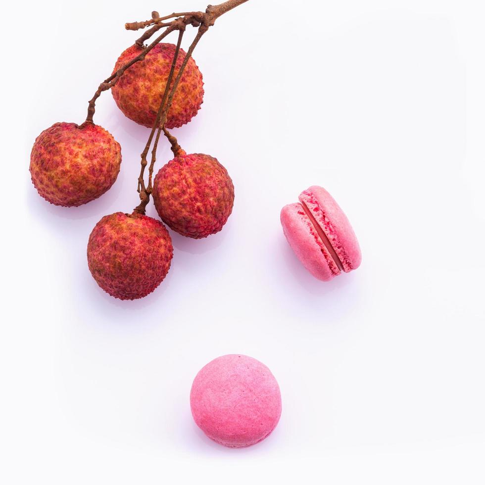 Ripe lychee and lychee macaroons photo