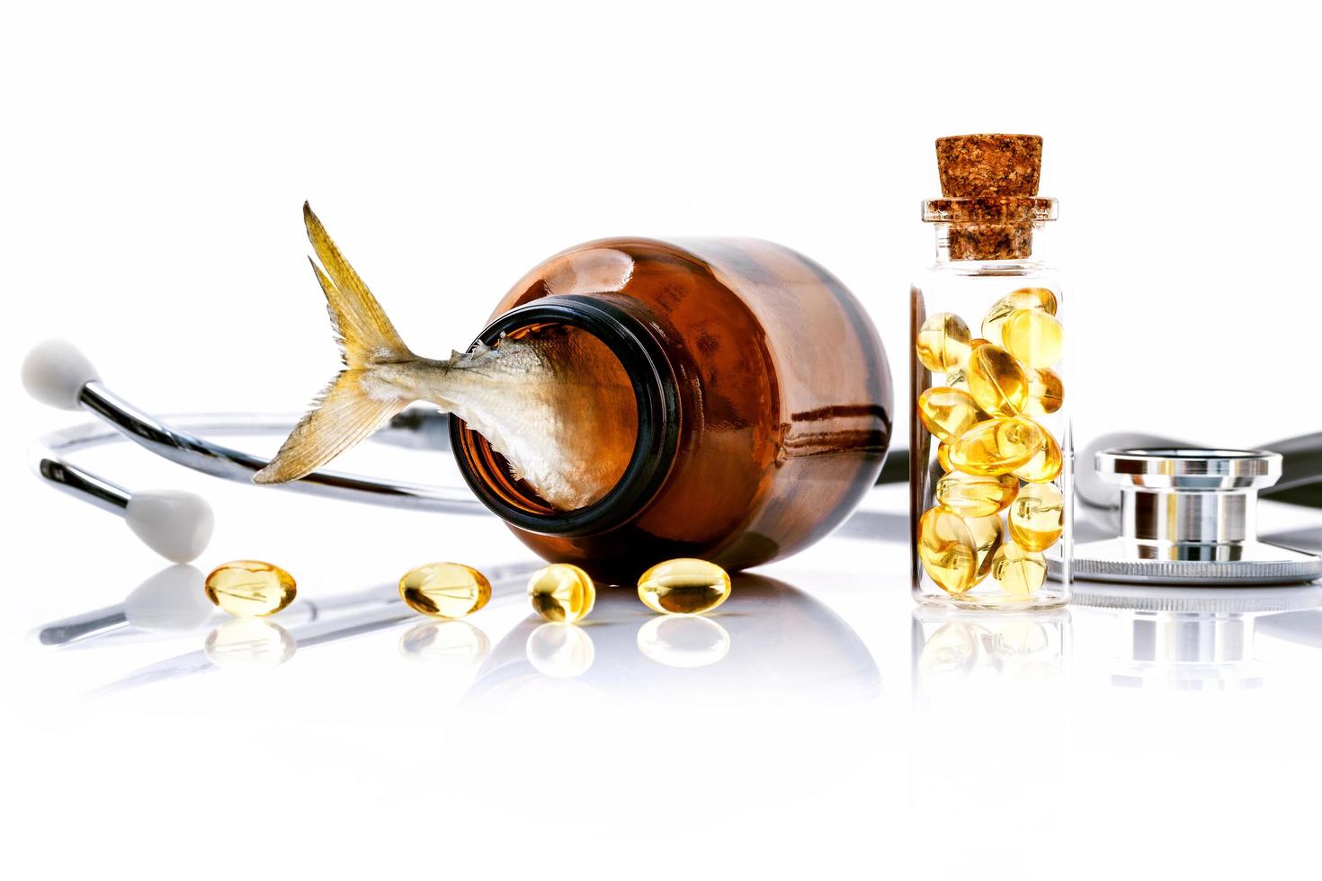 Fish oil pill concept photo