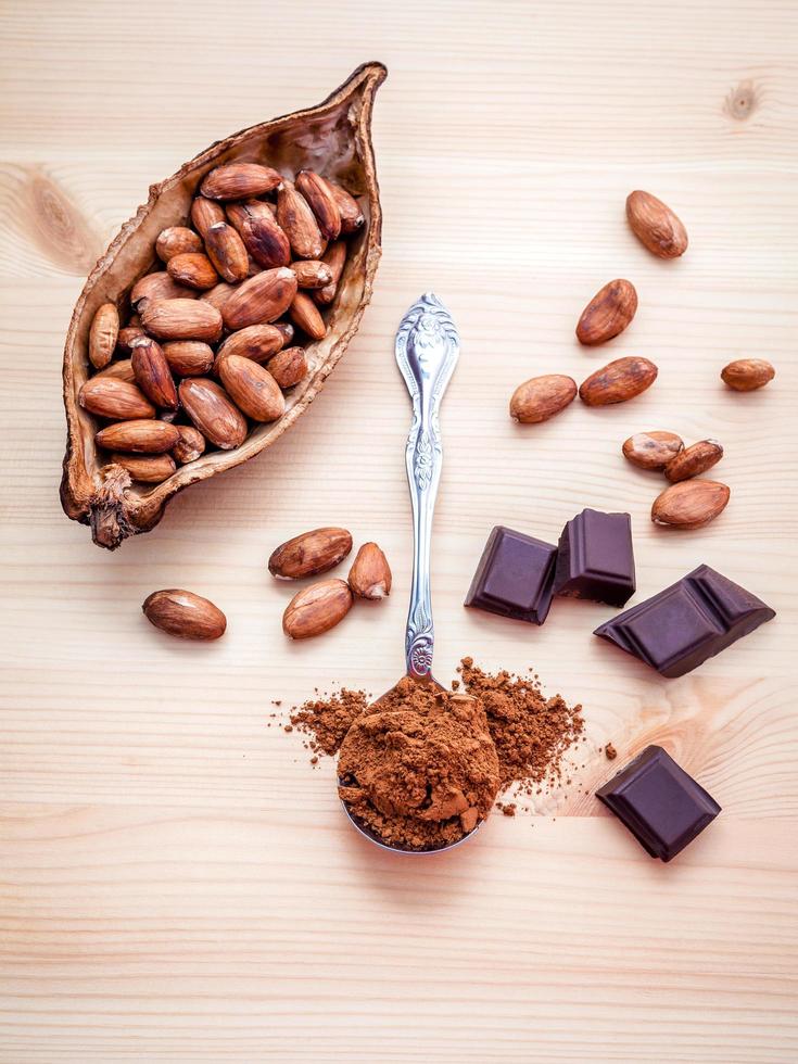 Cocoa beans and chocolate photo