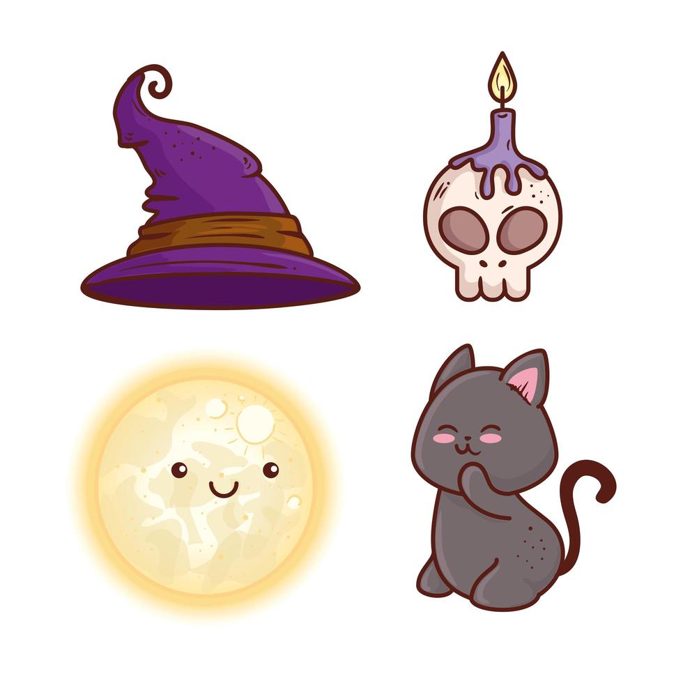 happy halloween icon set vector