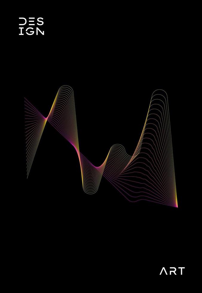 Abstract wavy stripes on black background for design element, wallpaper, Banner, poster, cover layout backdrop, abstract wavy curves pattern template. vector